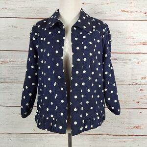 CHRISTOPHER & BANKS Navy And White Polka Dot Jacket Medium